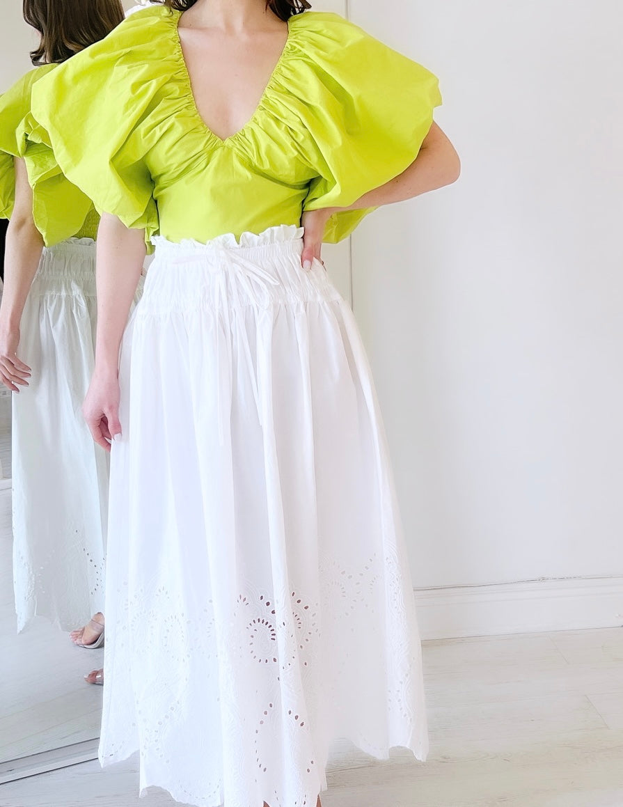EYELET MIDI SKIRT *