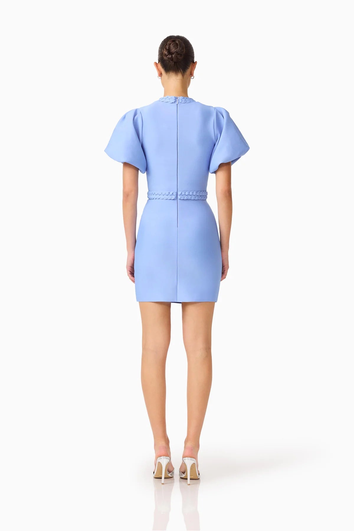 Floriana Puff Sleeve Mini Dress in Cornflower