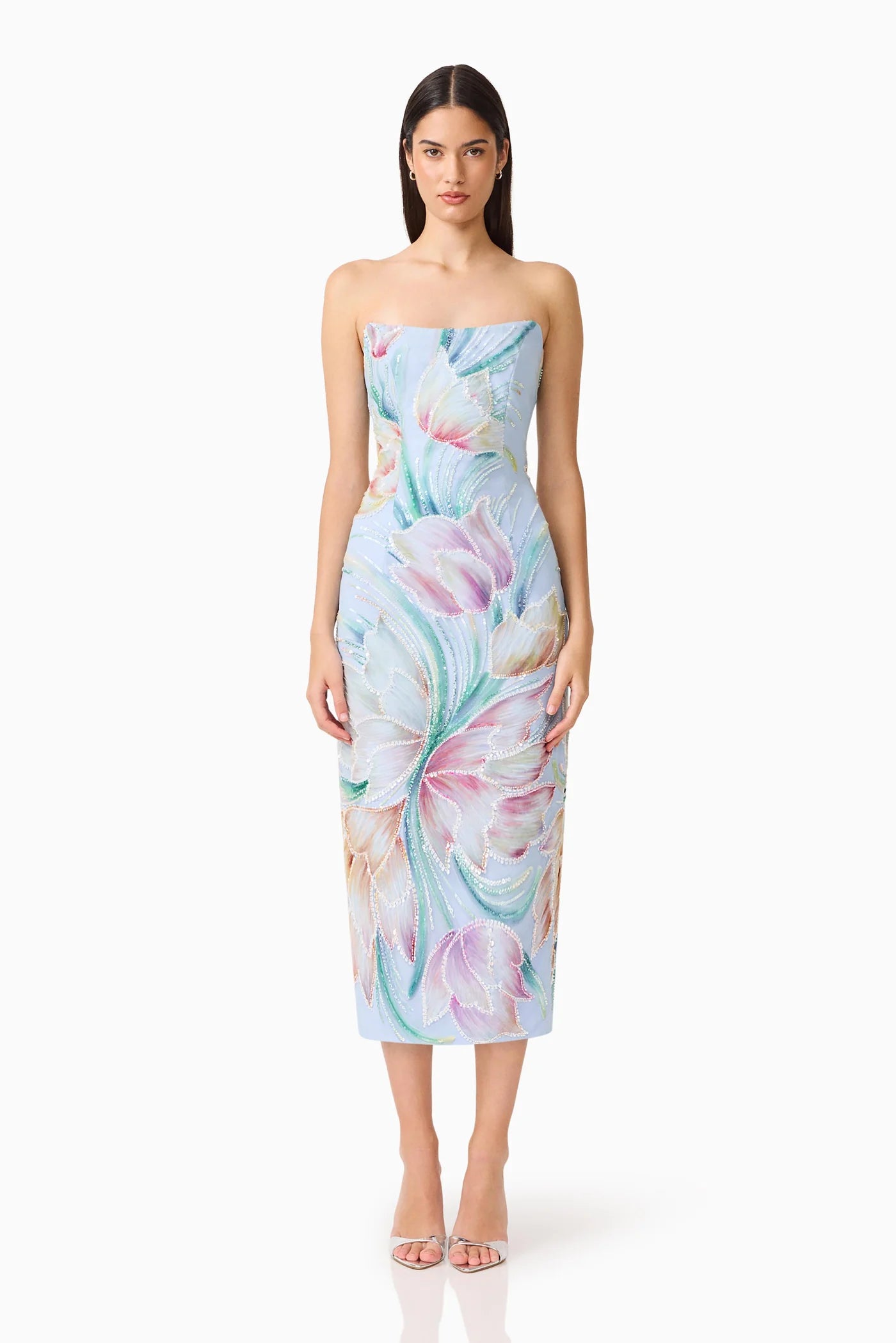 ELLIATT Priselle Strapless Midi Dress in Floral Multi