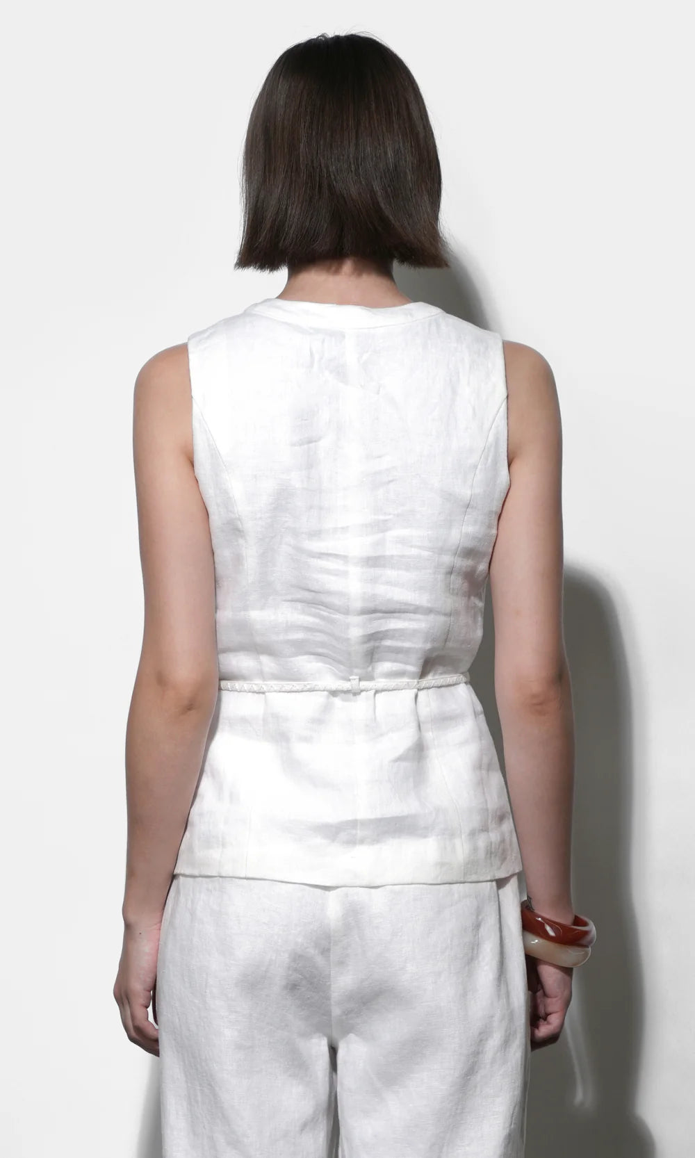 HADLEY LINEN VEST WITH TIE BELT
