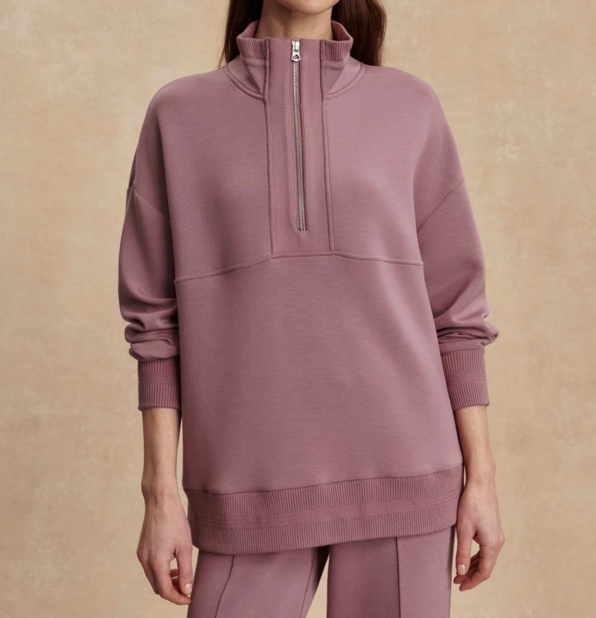 MOLLY HALF ZIP LONGLINE SWEATSHIRT