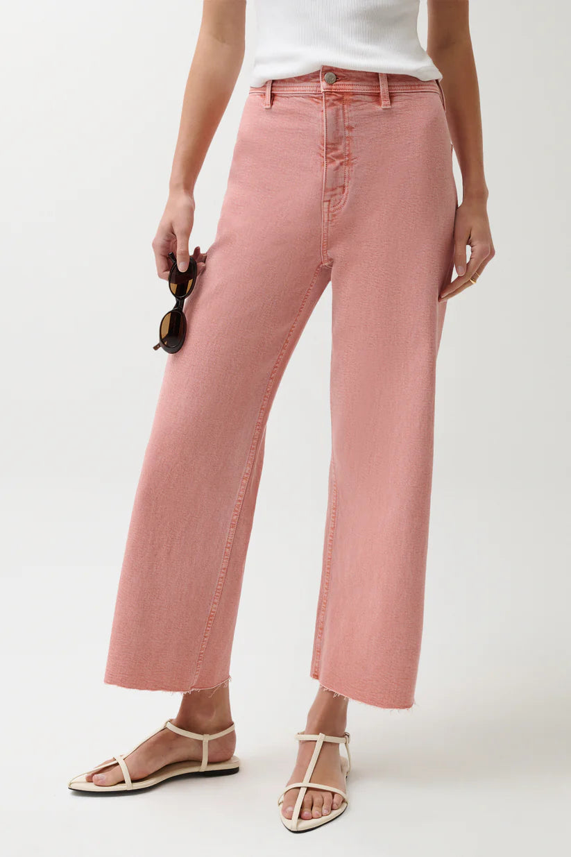 PENNY CROP HIGH RISE WIDE LEG JEAN CORAL ROSE