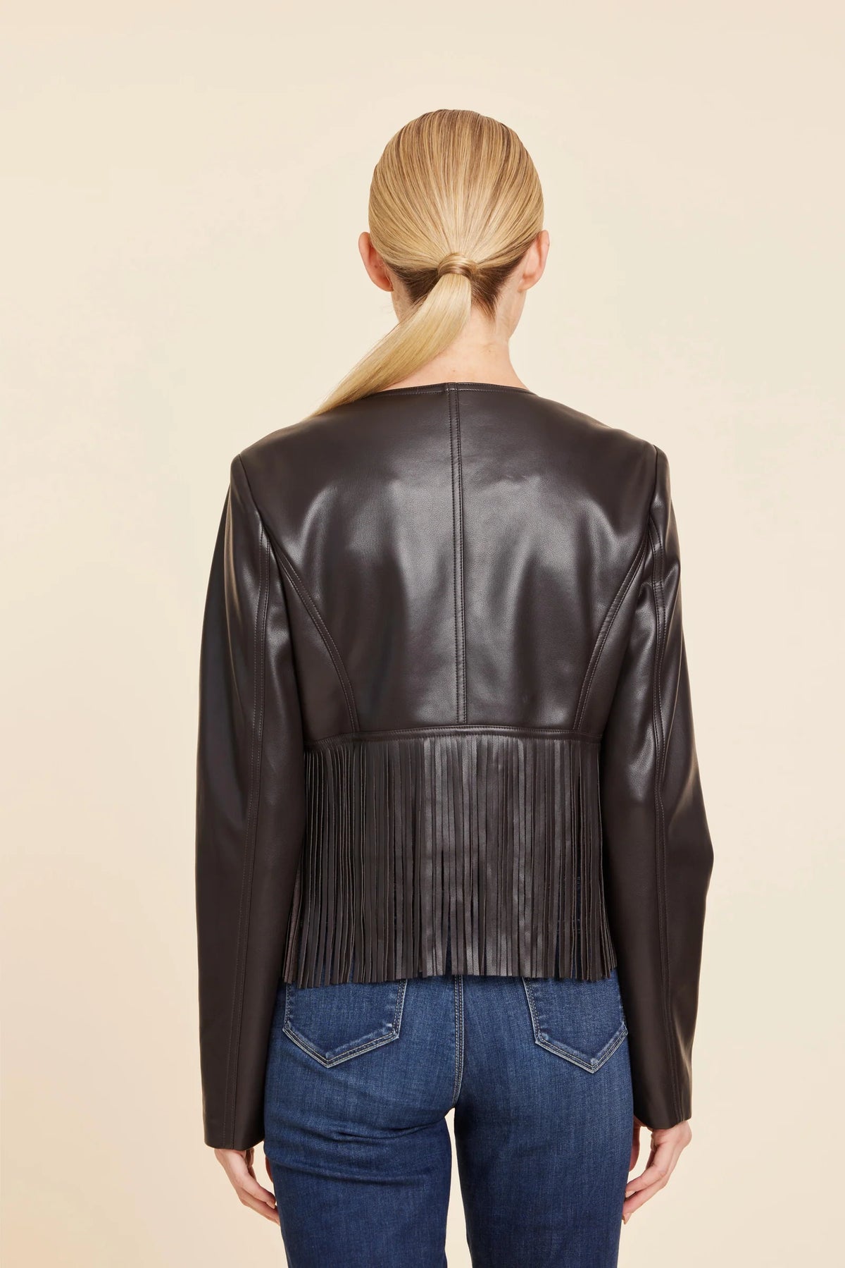 Faux Leather Fringe Jacket