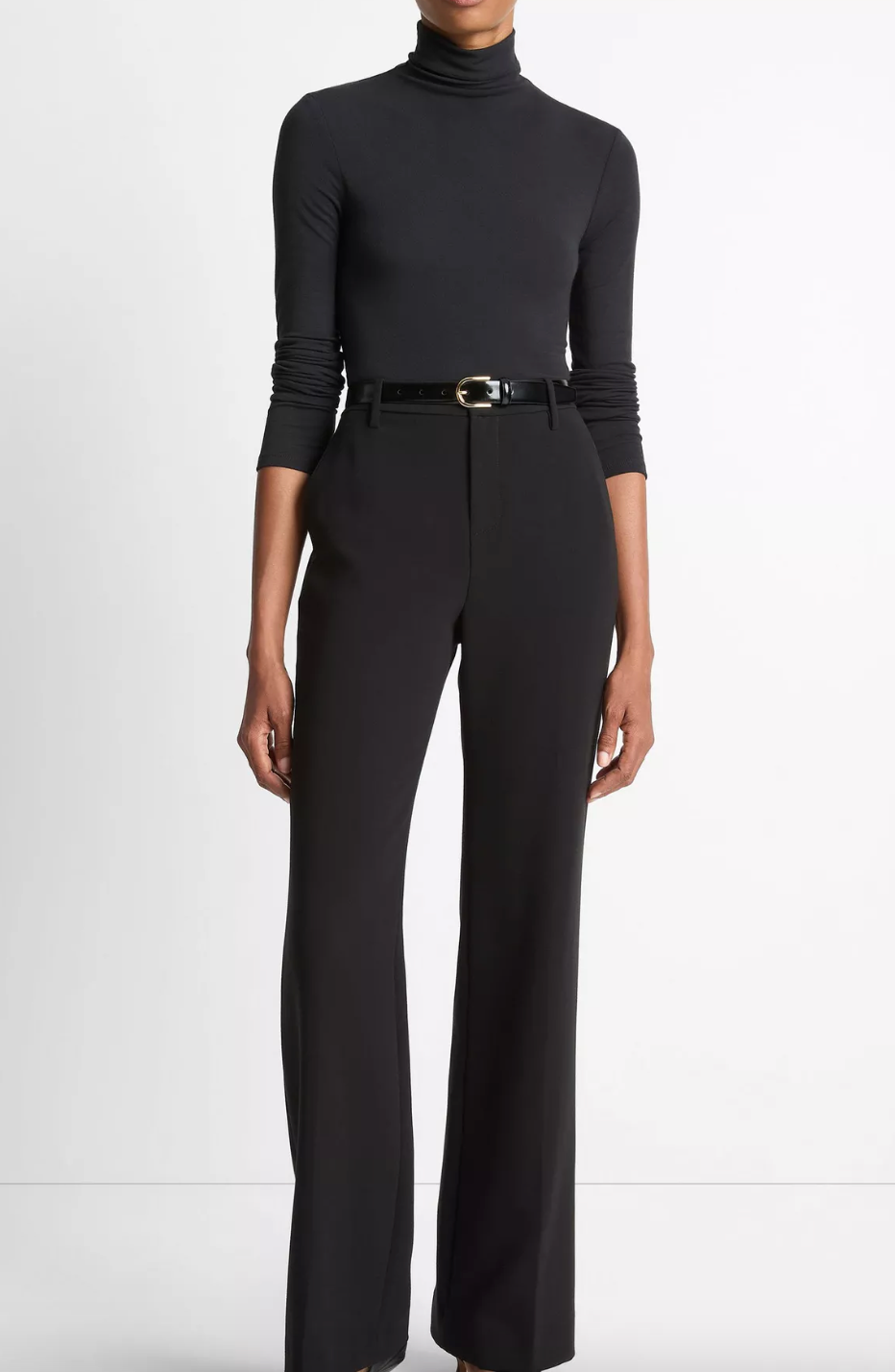 Essential Long-Sleeve Turtleneck Top Black