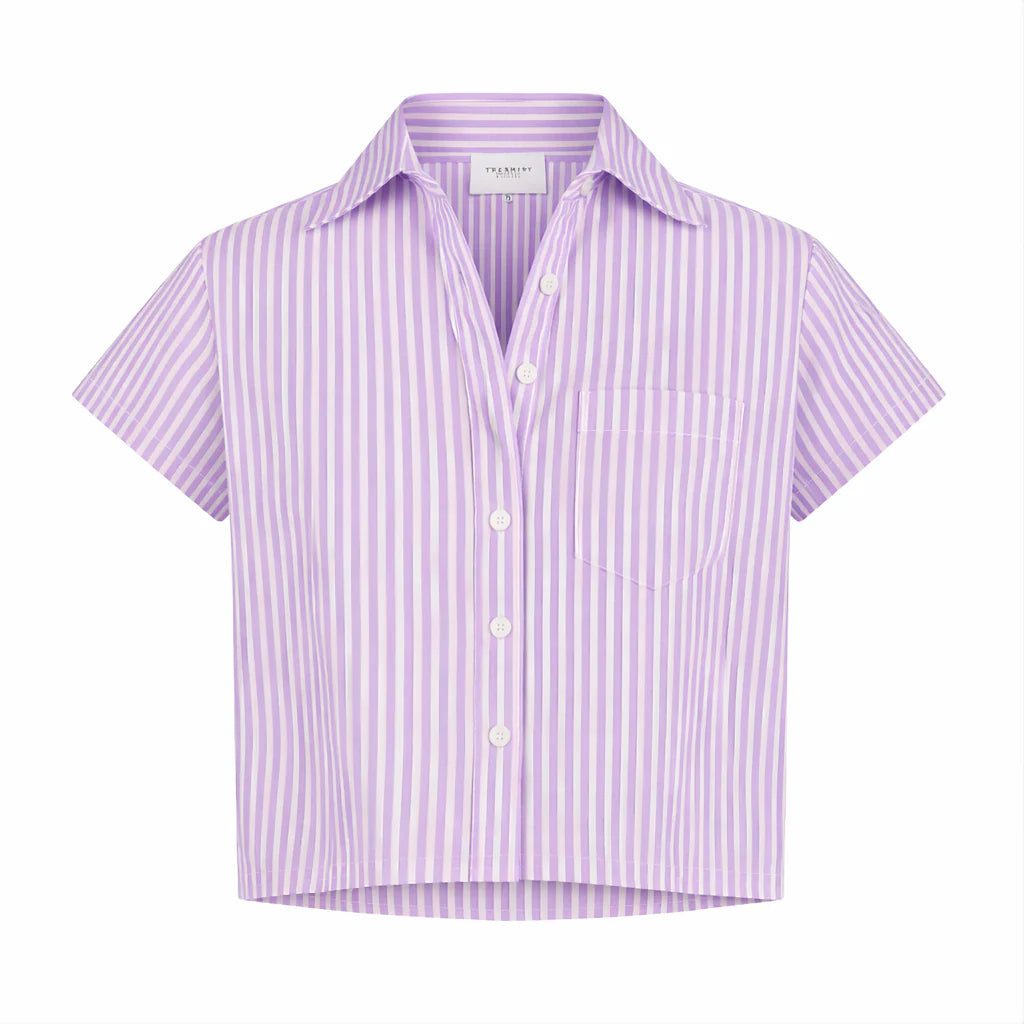 The Boxy Short Sleeve Cropped Shirt Lilac