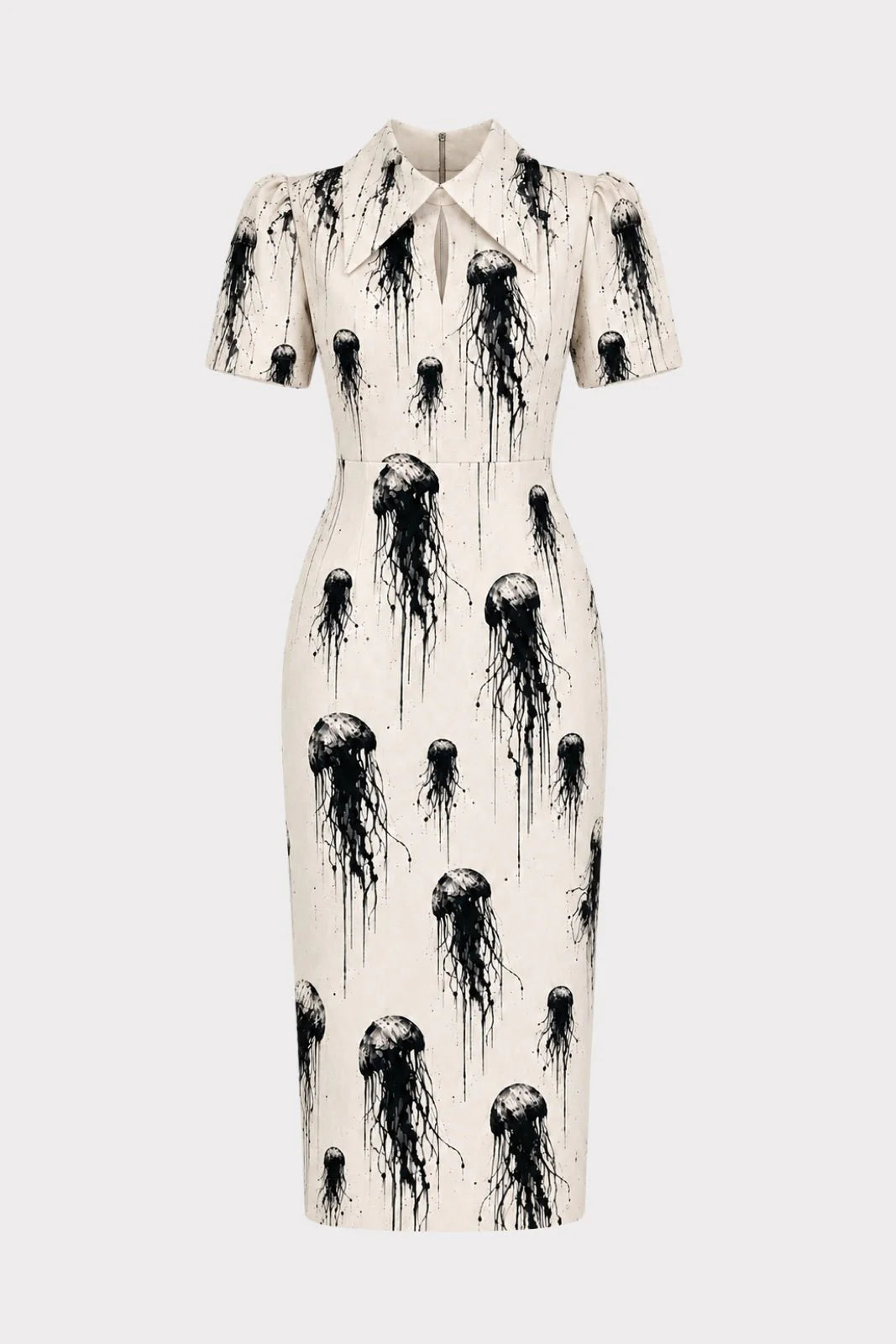 white jellyfish dress Ivory Print Midi – Capsule Edition by Julia Allert Julia Allert Ivory Jellyfish Luxe Perfection Emerald Green Color:Deep Sea Green martinasagalia