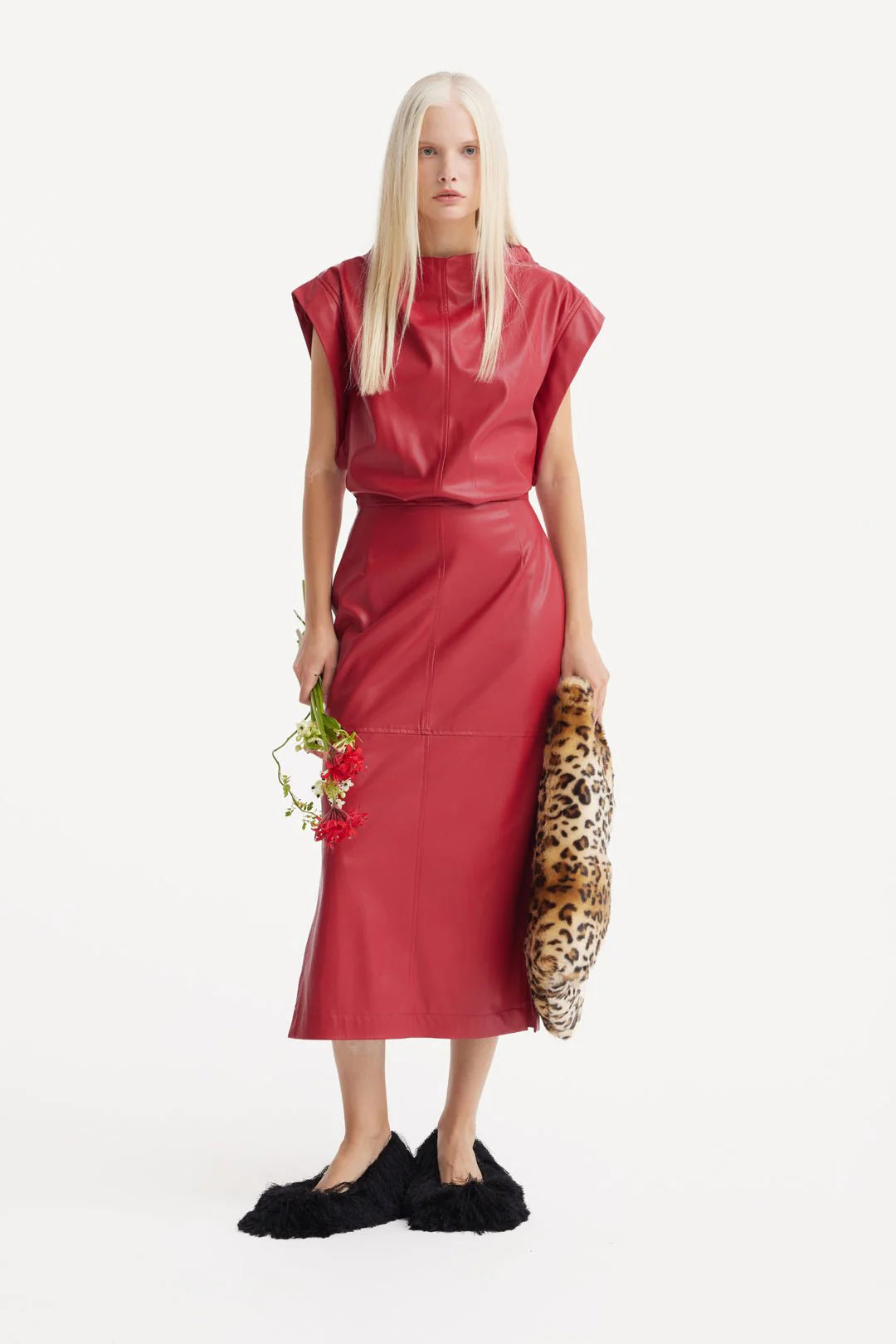 sleeveless faux leather dress Julia Allert Stylish Red XS dress with apron This chic and modern Petite women — if COLOR:CHAMPAGNE GOLD