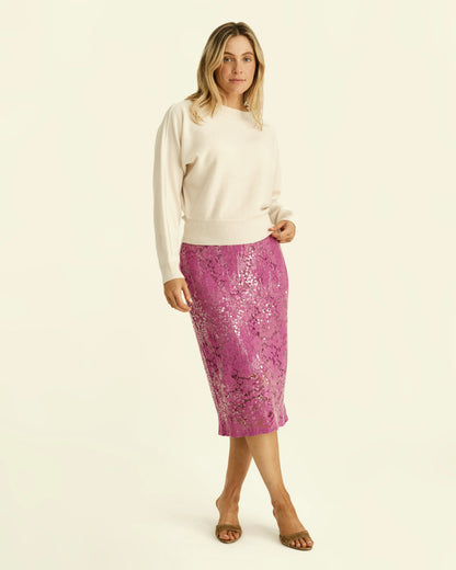 Mulberry Sequin Pencil Skirt