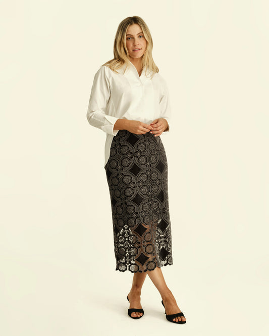 Mulberry Velvet Lace Pencil Skirt