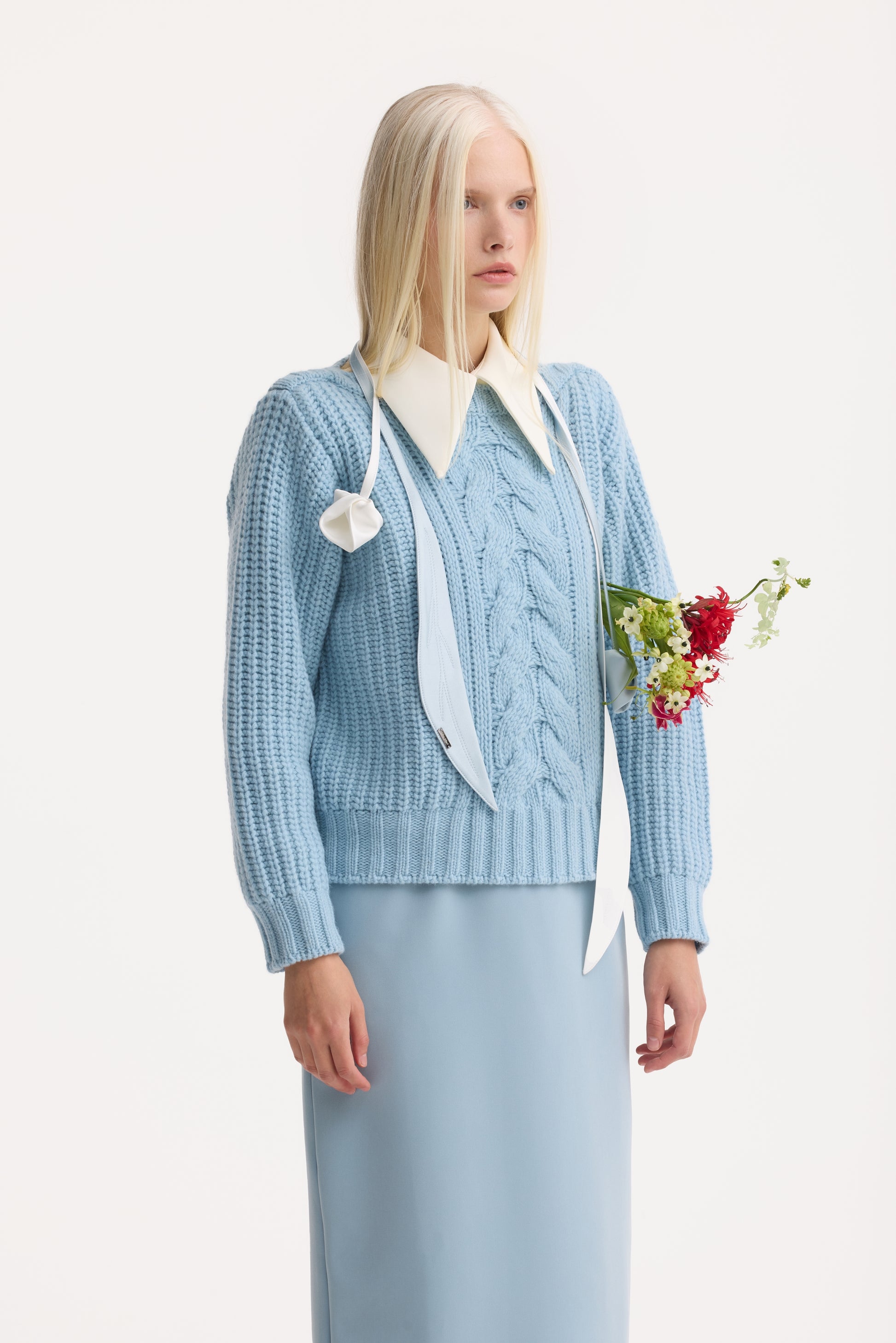 Light Blue Formal Midi Dress