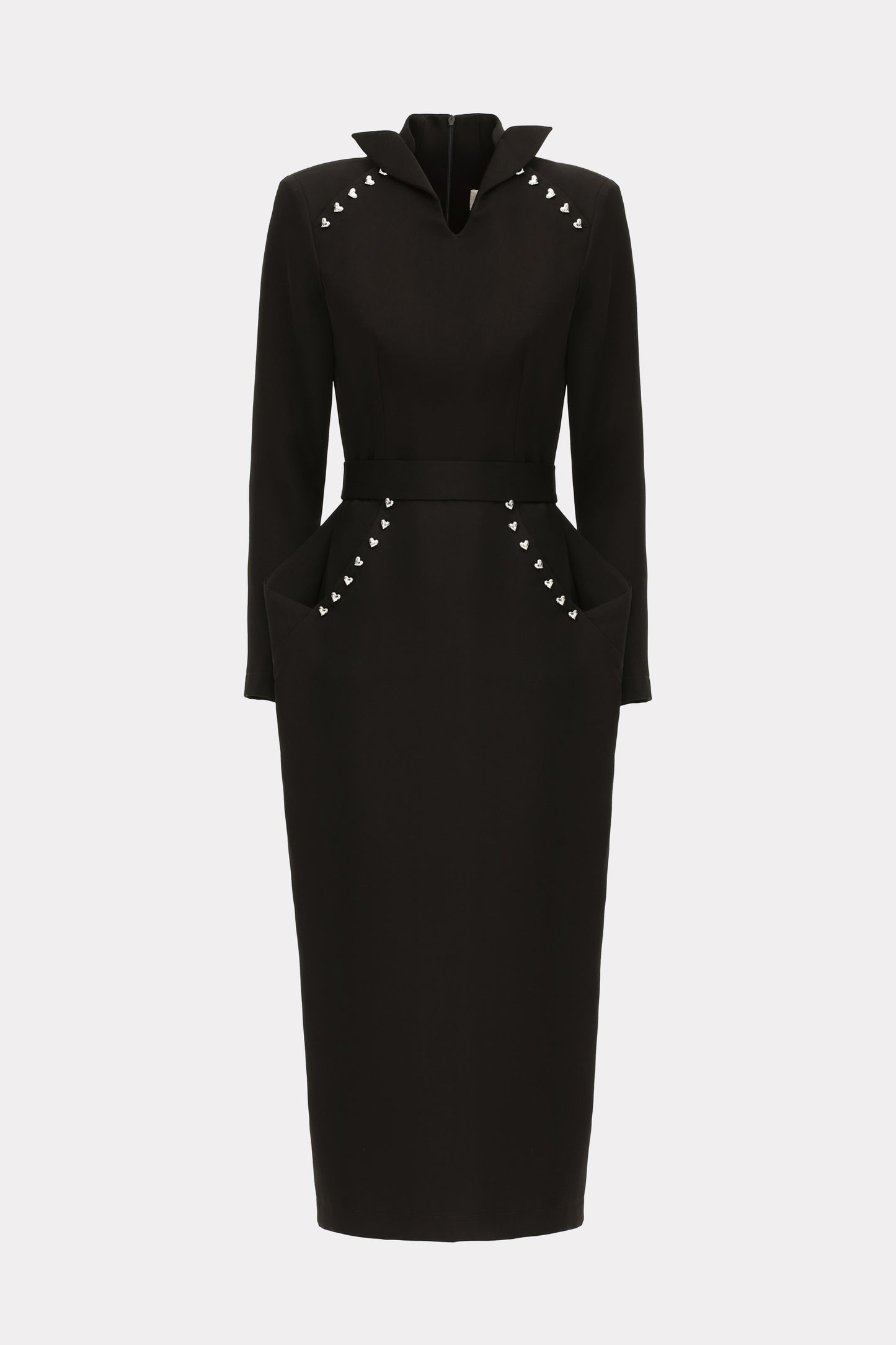 Studded Tailored Midi Dress – Black