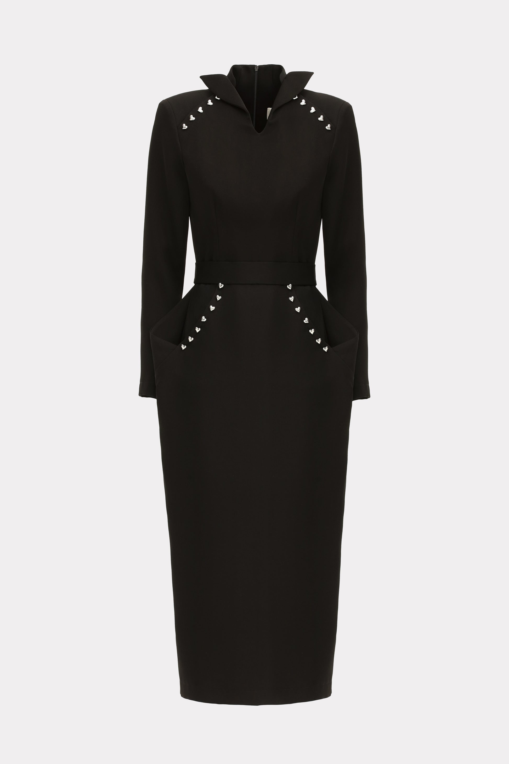 Studded Tailored Midi Dress – Black