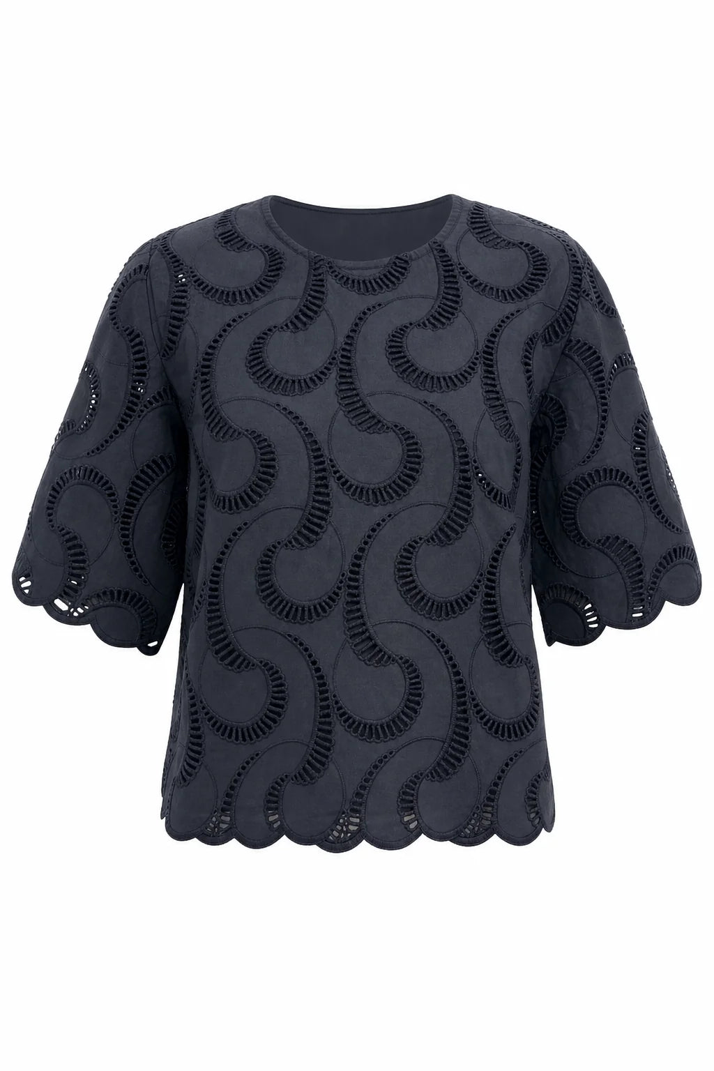 Embroidered Black Paisley Top