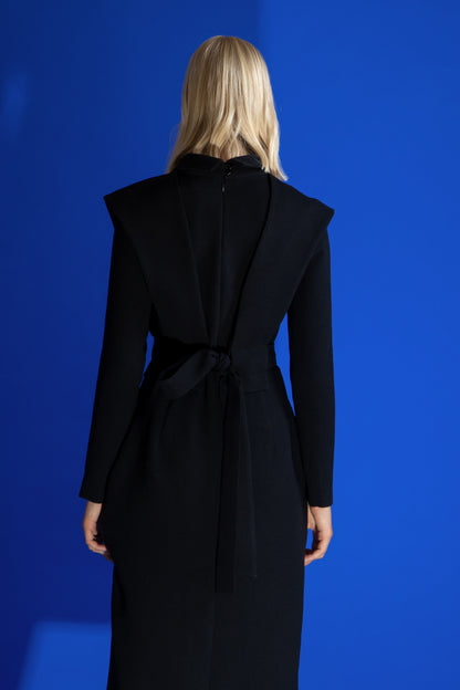 Black Fashion Fitted Midi Dress