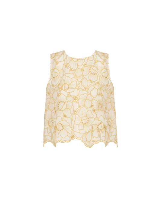 EMBROIDERED ORGANZA TOP