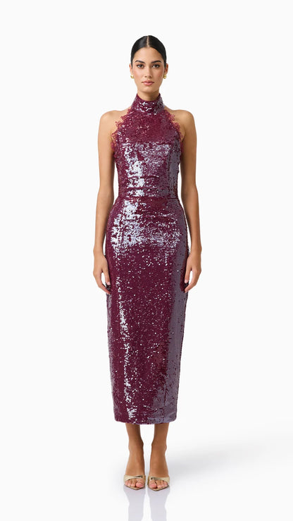Verdita Sequin Halter Midi Dress
