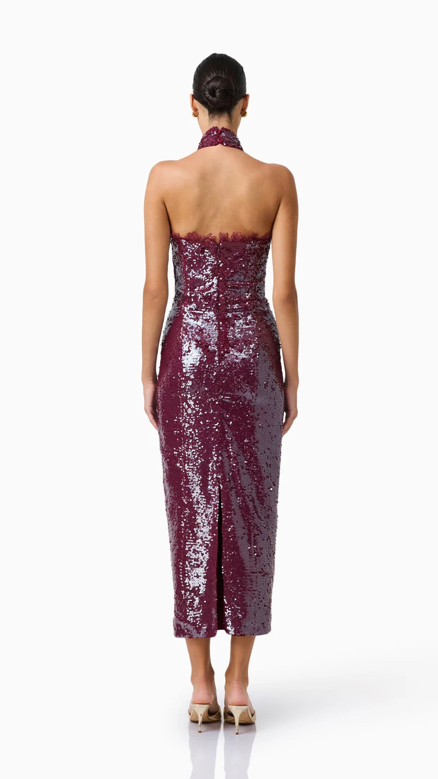 Verdita Sequin Halter Midi Dress