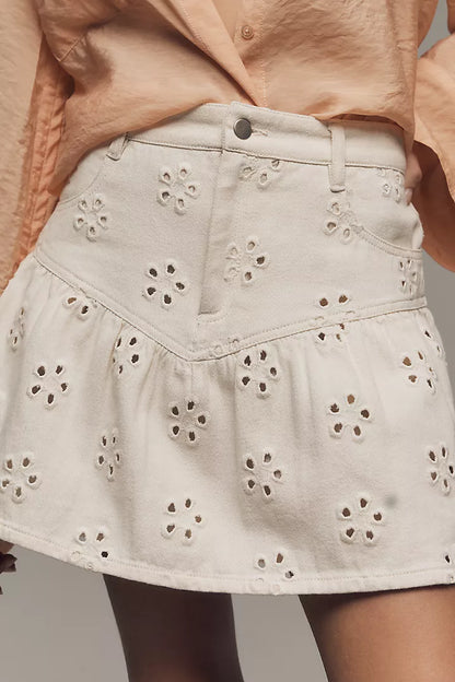 PIPPI DAISY EYELET DENIM MINI SKIRT