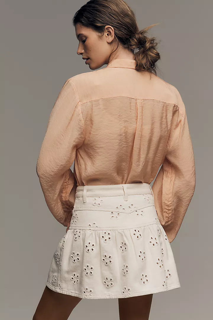 PIPPI DAISY EYELET DENIM MINI SKIRT
