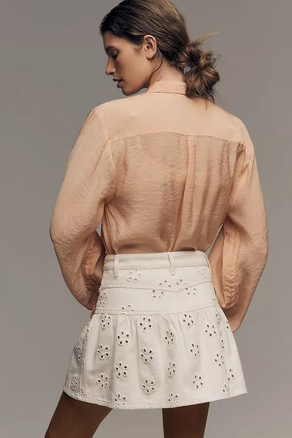 PIPPI DAISY EYELET DENIM MINI SKIRT