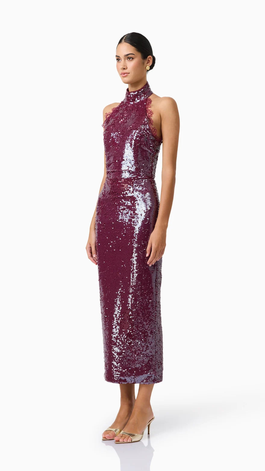 Verdita Sequin Halter Midi Dress