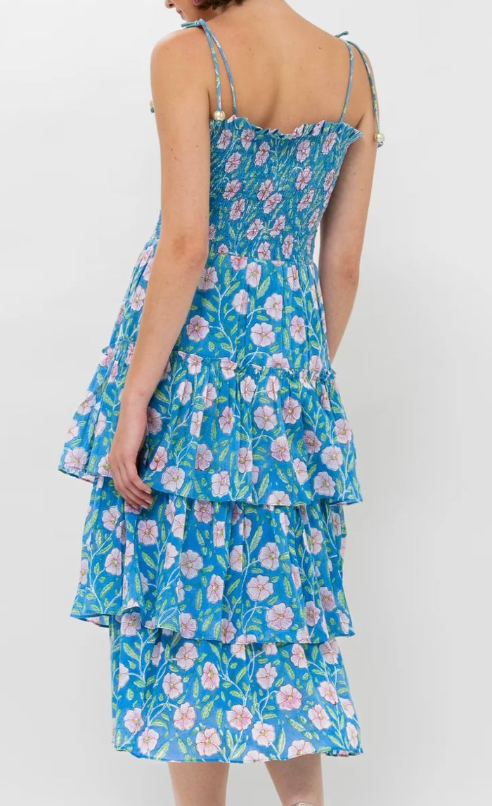 SMOCKED TIE MIDI *
