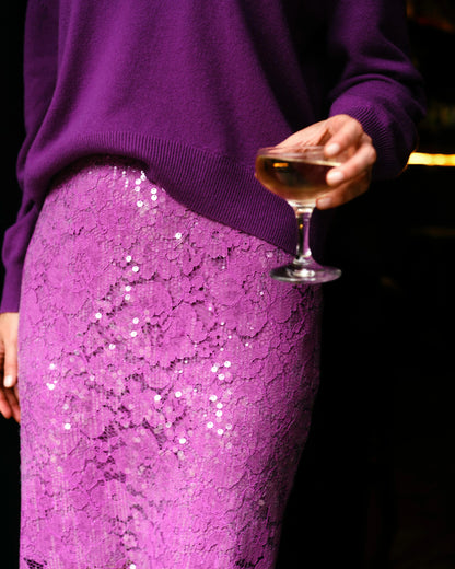 Mulberry Sequin Pencil Skirt