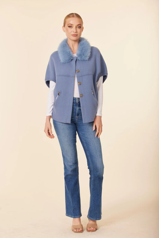 Faux Fur Trimmed Cocoon Cardigan
