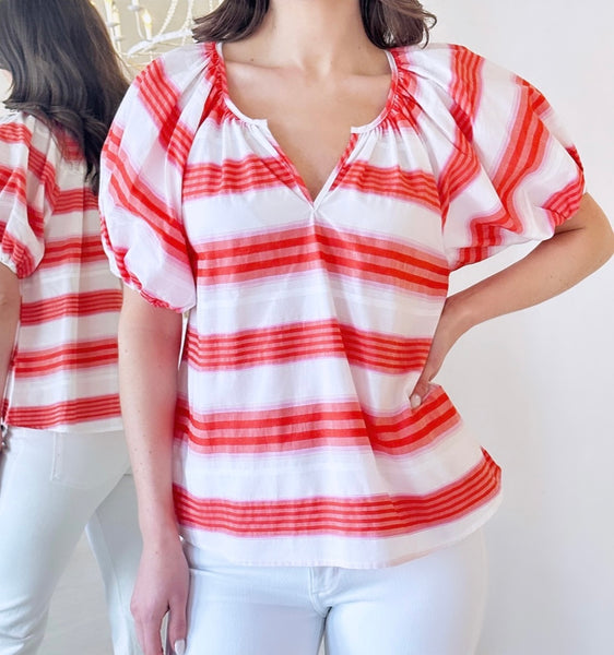 GATHERED V NECK