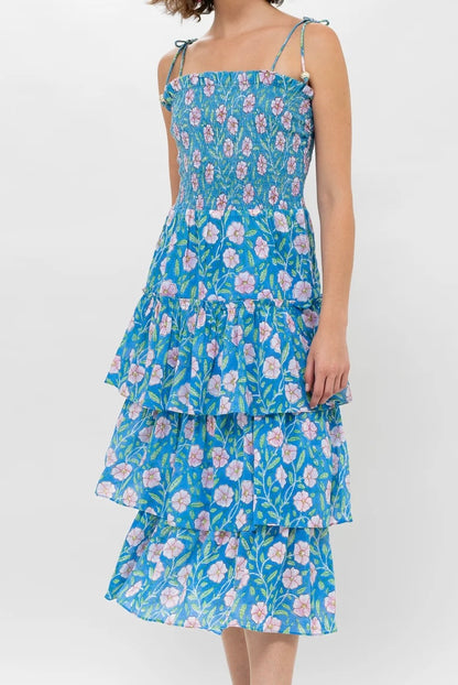 SMOCKED TIE MIDI *