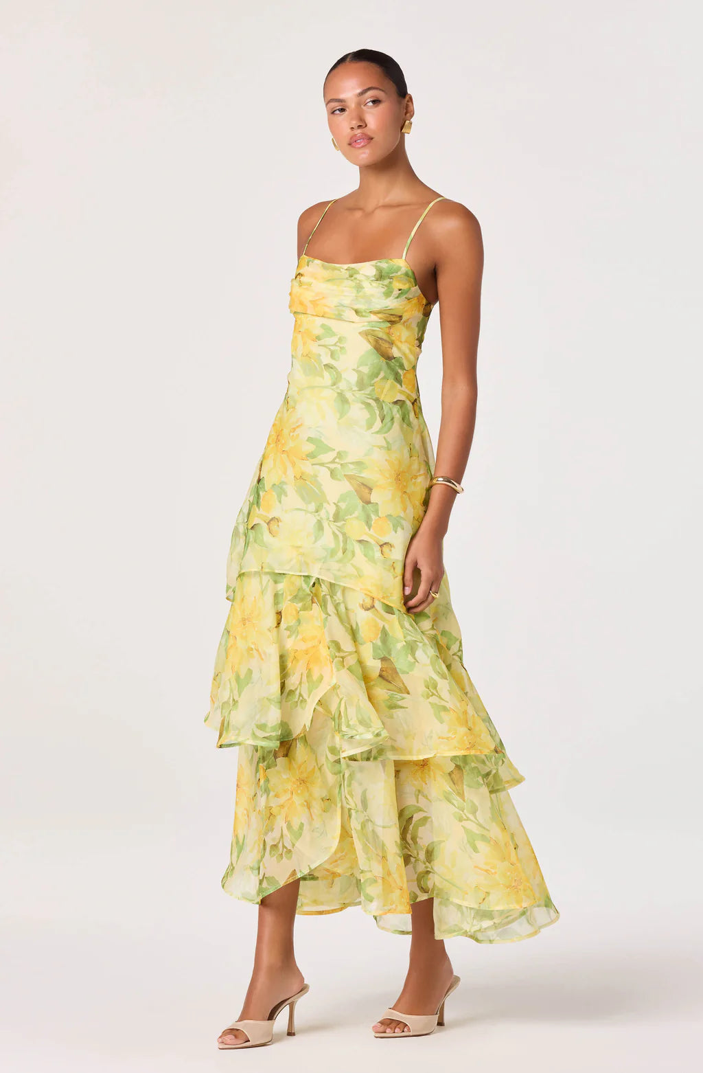 Alison Floral Tiered Drop-Waist Maxi Dress