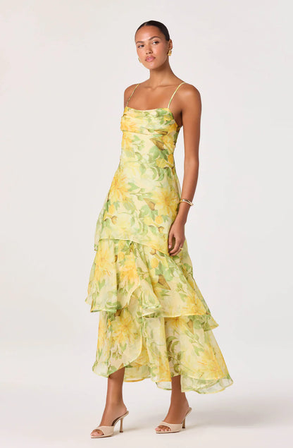 Alison Floral Tiered Drop-Waist Maxi Dress