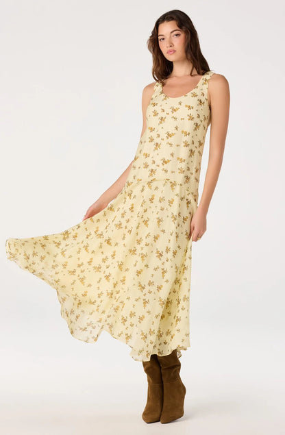 Halo Floral Drop-Waist Maxi Dress