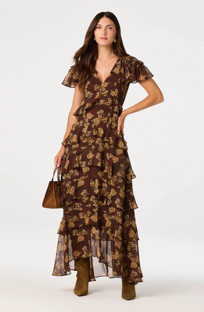 Odalys Flutter Sleeve Maxi Dress