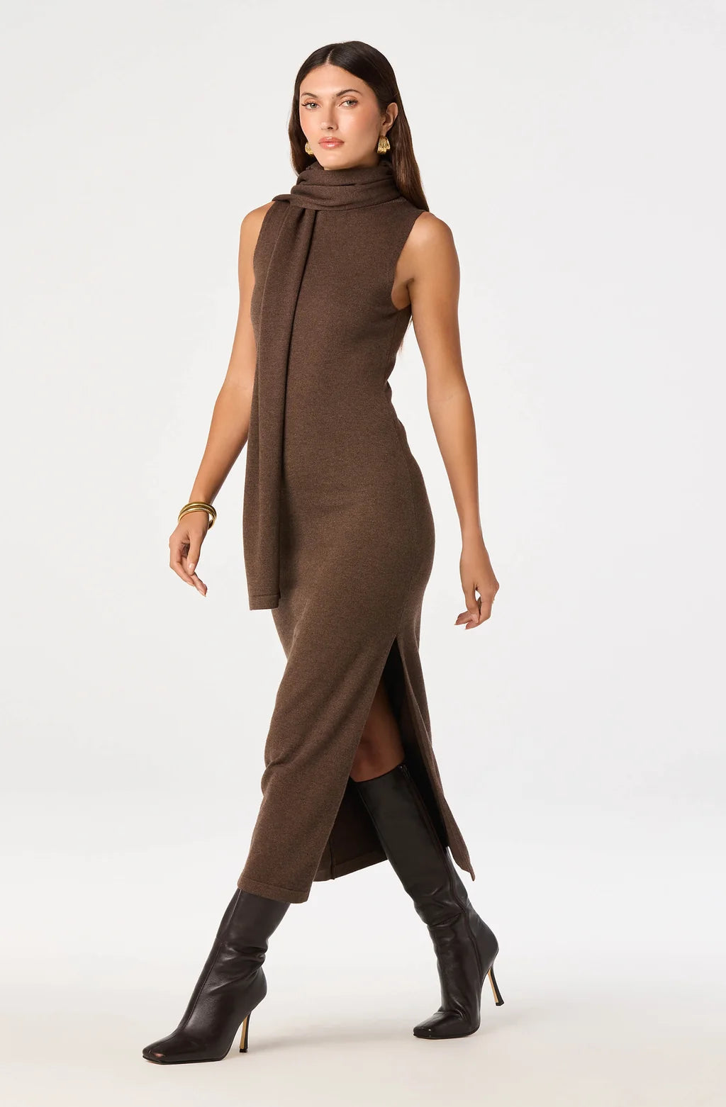 Shyanne Turtleneck Scarf Sweater Dress