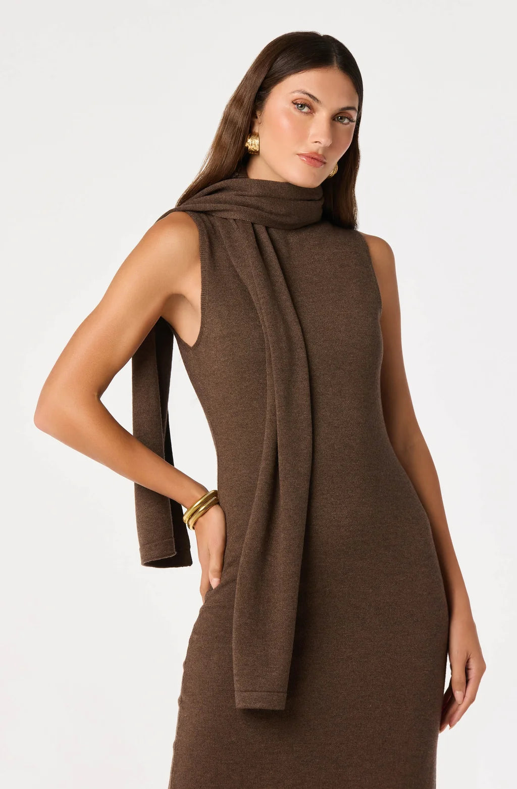 Shyanne Turtleneck Scarf Sweater Dress