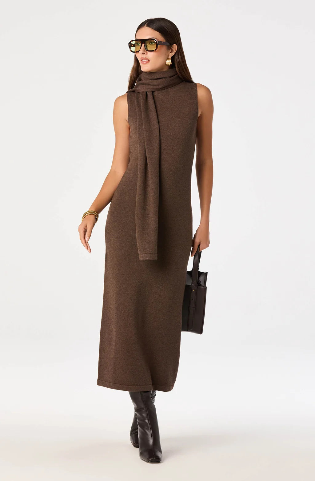 Shyanne Turtleneck Scarf Sweater Dress
