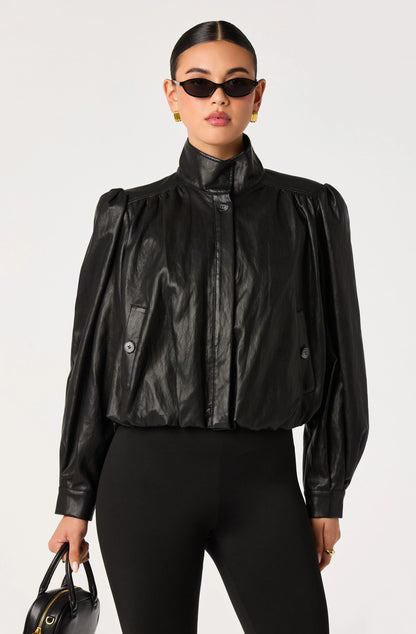 Estero Faux Leather Bomber Jacket