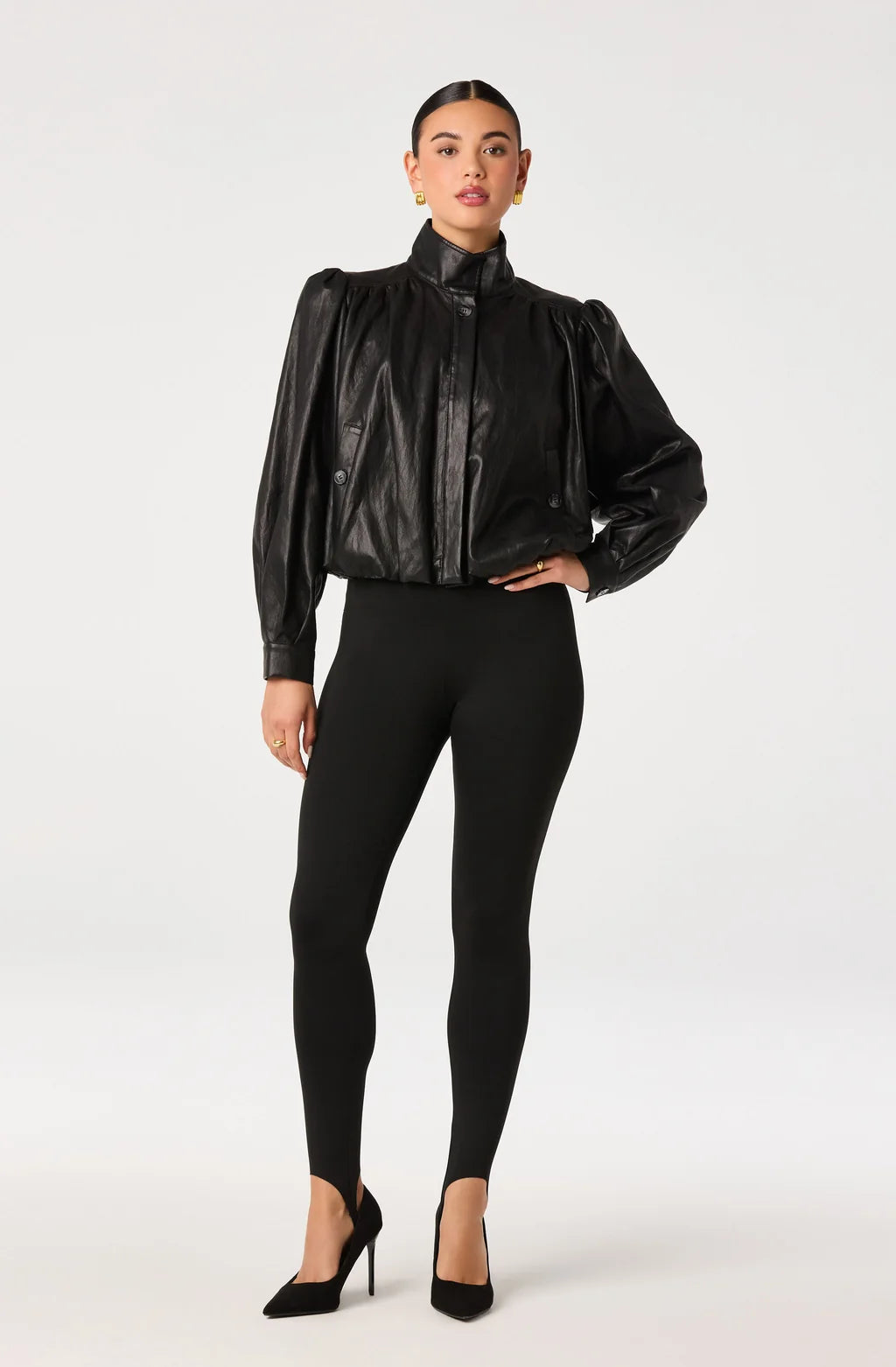 Estero Faux Leather Bomber Jacket