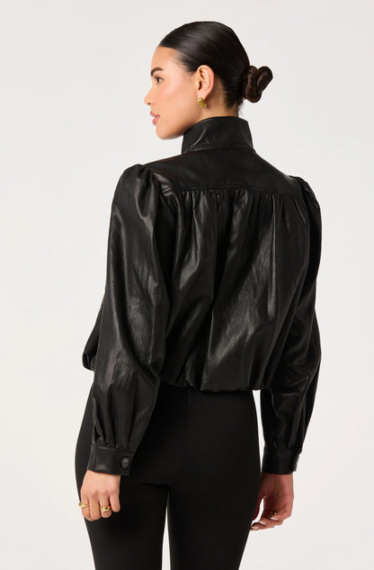 Estero Faux Leather Bomber Jacket