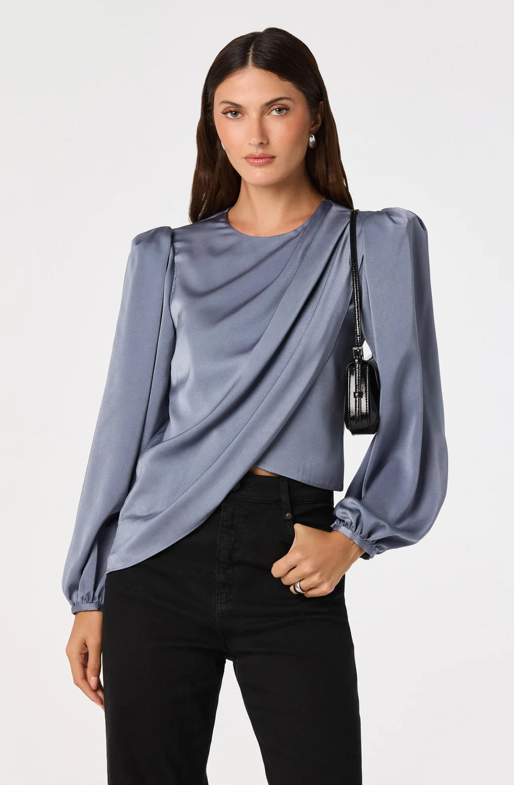 Beatrice Satin Wrap Blouse