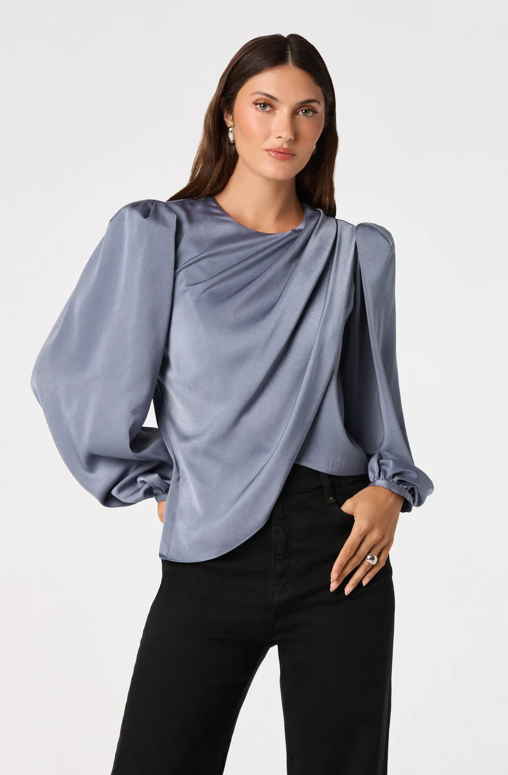 Beatrice Satin Wrap Blouse