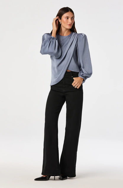 Beatrice Satin Wrap Blouse