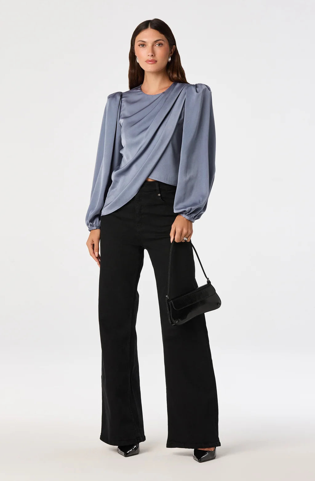 Beatrice Satin Wrap Blouse