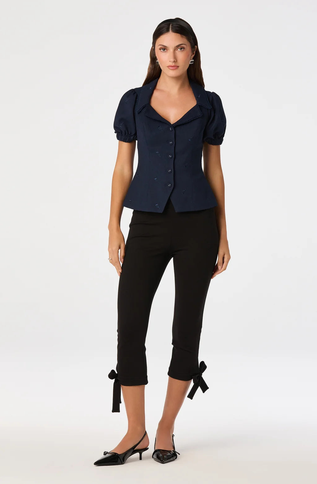 Anne Embroidered Fit-and-Flare Top