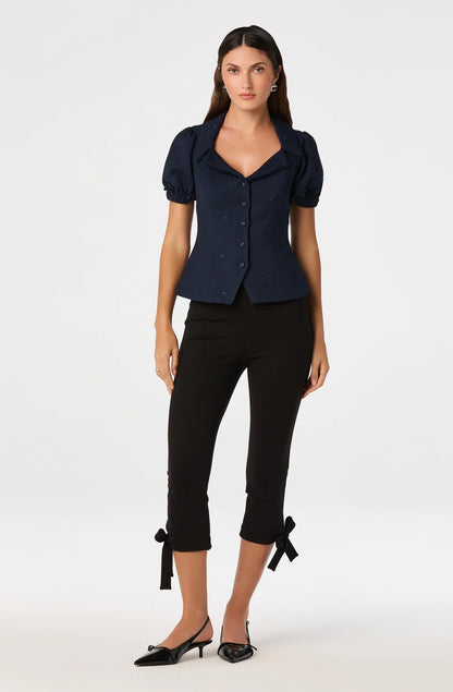 Anne Embroidered Fit-and-Flare Top