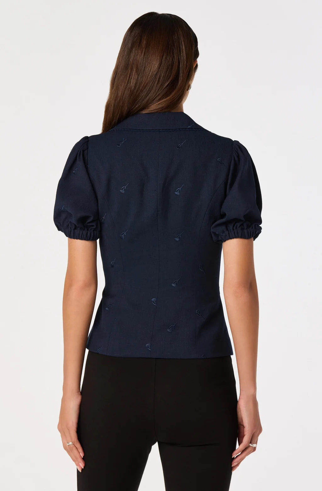 Anne Embroidered Fit-and-Flare Top