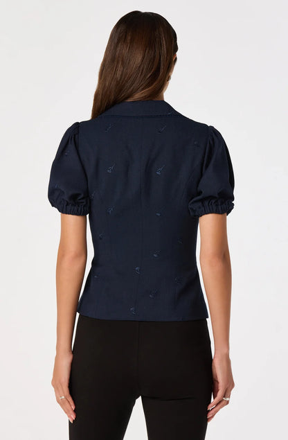 Anne Embroidered Fit-and-Flare Top