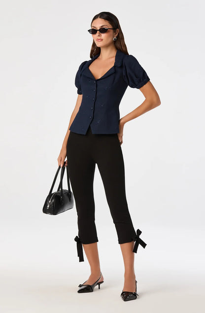 Anne Embroidered Fit-and-Flare Top