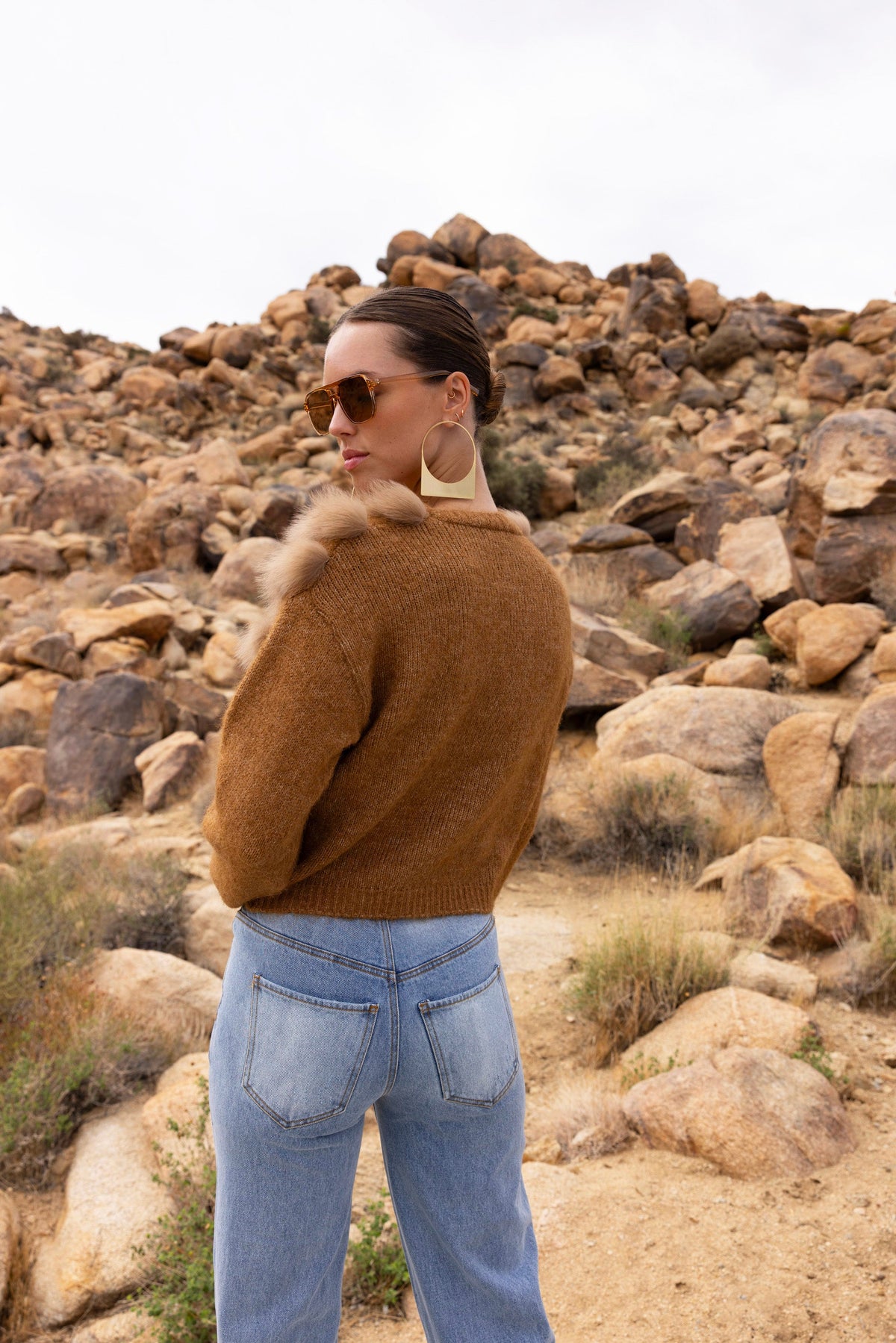 By The Fireside Fur Cardigan in Brown